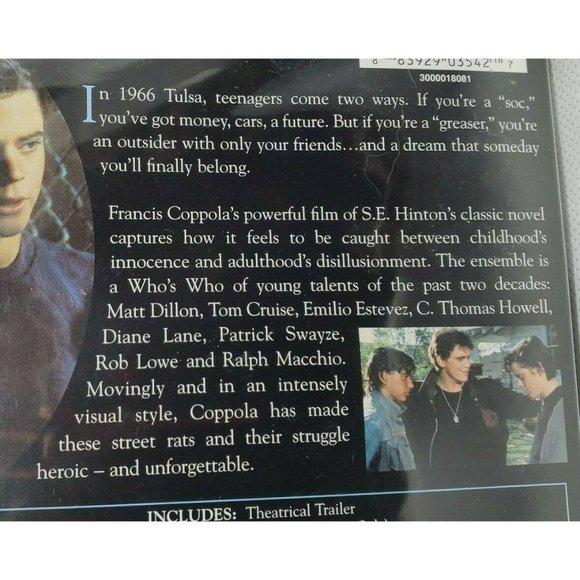 The Outsiders DVD Zoetrope Studio Francis Ford Coppola Presents Classic Novel - Picture 9 of 9